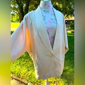 Vintage Off White 100% Silk Skirt & Jacket Suit